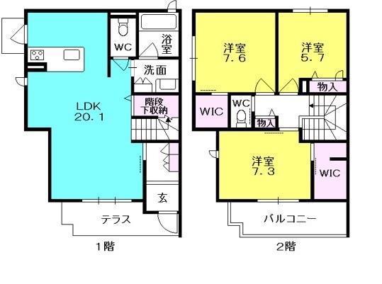 シャーメゾン殿山町(3LDK/1階)の間取り写真