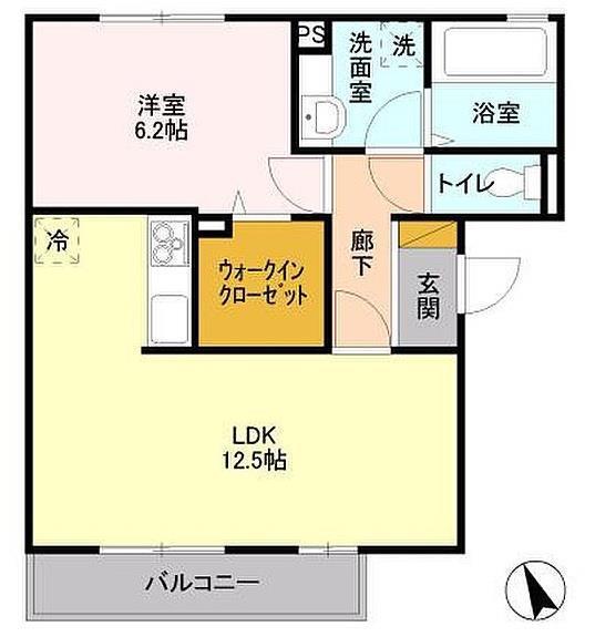 マルシェみどりの(1LDK/1階)の間取り写真