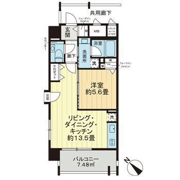ワイズグレイスシティ久茂地(1LDK/6階)の間取り写真