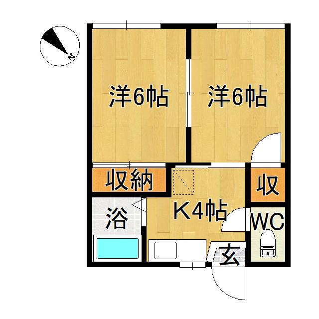 コーポ堅田(2K/1階)の間取り写真
