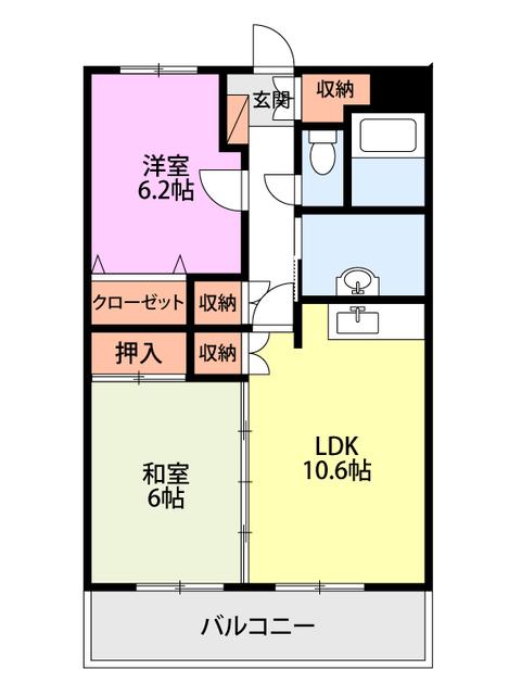 グランシャリオ(2LDK/2階)の間取り写真