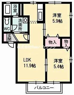 ディアス昭和II(2LDK/2階)の間取り写真