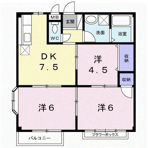 エルディム蔀4(3DK/2階)の間取り写真