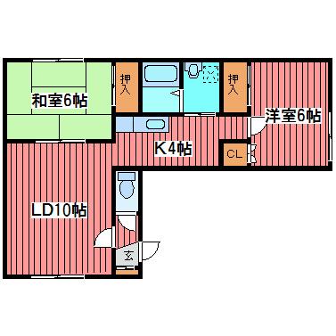 ファミール月寒(2LDK/2階)の間取り写真