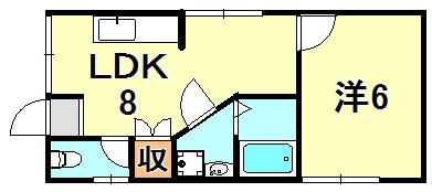 千鳥が丘ハイツ(1LDK/1階)の間取り写真