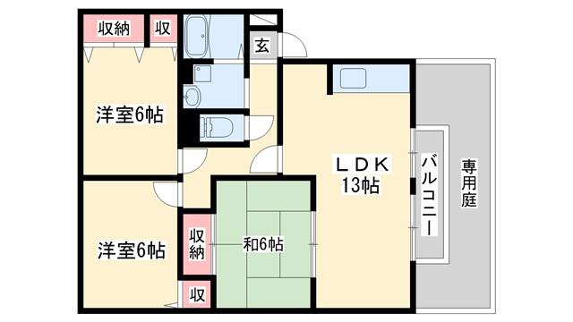セジュール河原B棟(3LDK/2階)の間取り写真
