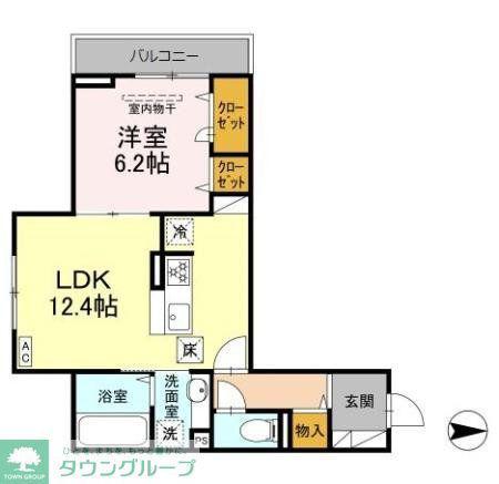 プルミエール新田(1LDK/1階)の間取り写真