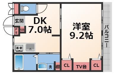 サンハイツ(1DK/2階)の間取り写真