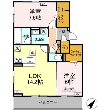 D-ADVANCE小川町(2LDK/1階)の間取り写真