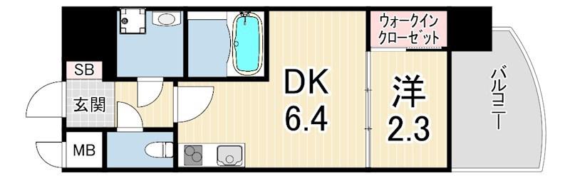 セレニテ神戸西アリエ(1DK/7階)の間取り写真
