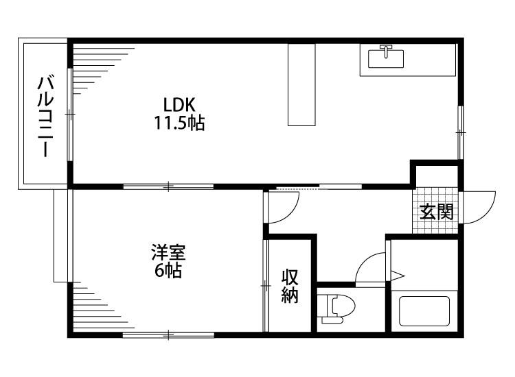 ウィンディーII(1LDK/1階)の間取り写真