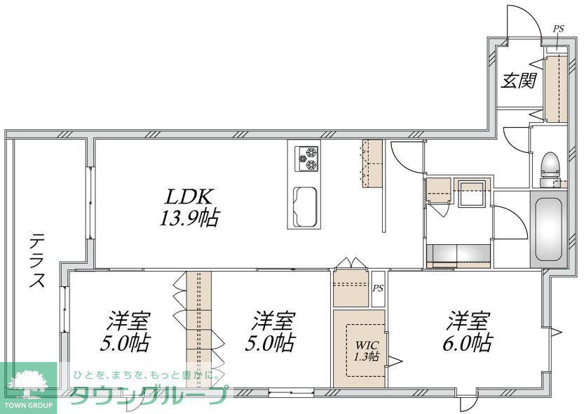 VESTA(3LDK/1階)の間取り写真
