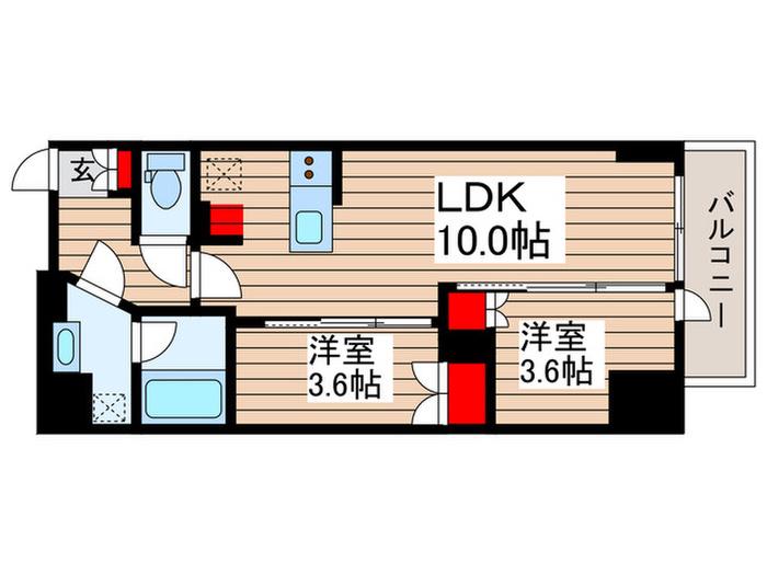 BRILLIA IST 上野稲荷町(2LDK/8階)の間取り写真