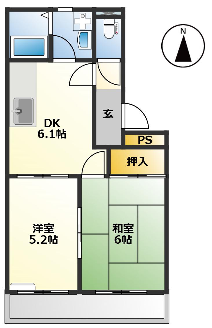 シャンクレール壱番館(2DK/1階)の間取り写真