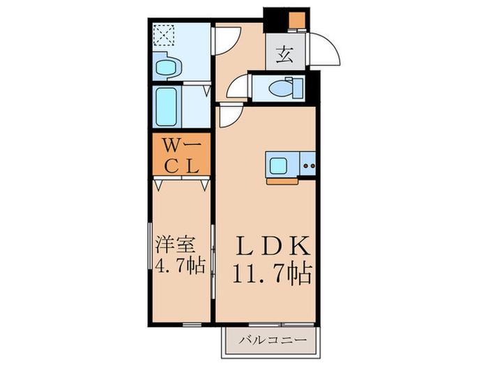 セレーナ飯塚III(1LDK/2階)の間取り写真