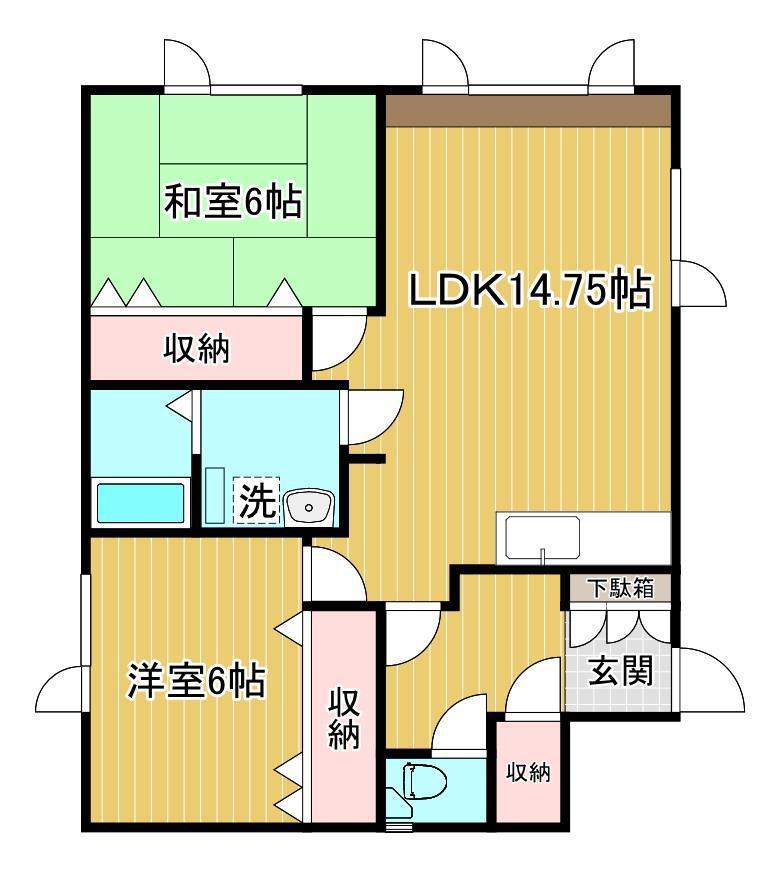 ハイツ雅(2LDK/1階)の間取り写真