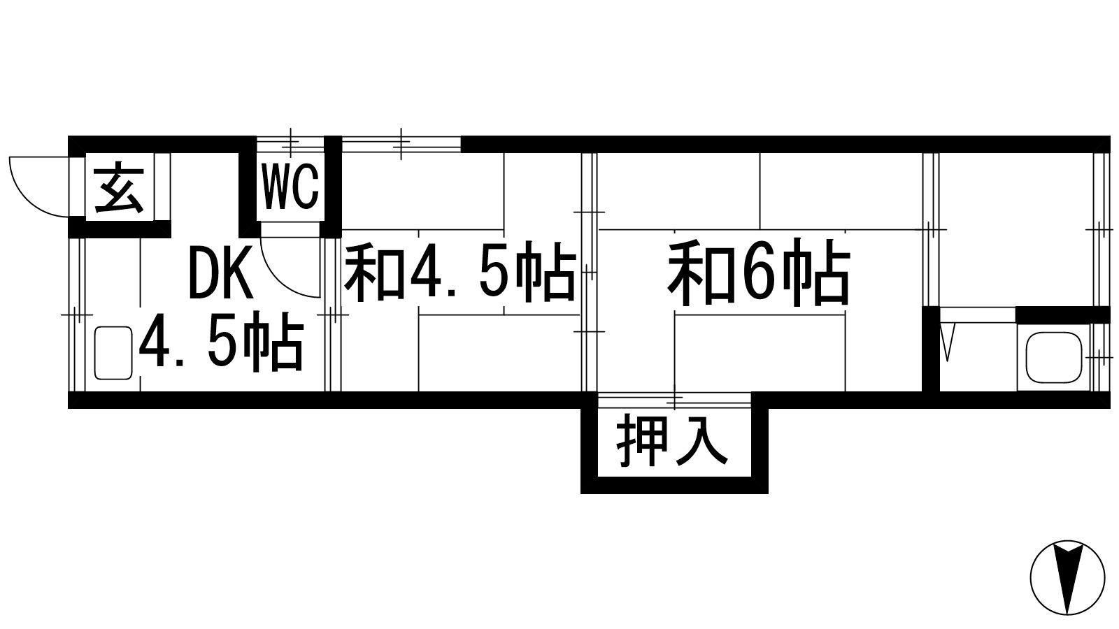 下谷文化(2DK/1階)の間取り写真