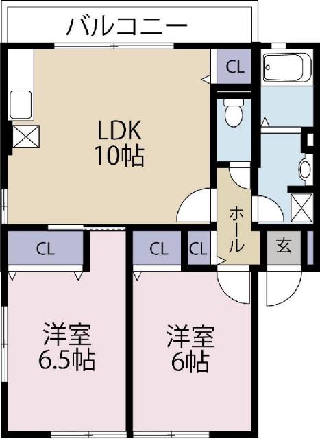 グリーングラス(2LDK/2階)の間取り写真