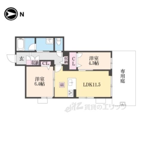 HERITAGE洛南東寺(2LDK/1階)の間取り写真