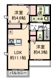 PRIME MAISON(2LDK/2階)の間取り写真