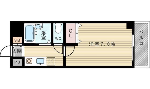 ノルデンハイム淡路(1K/7階)の間取り写真