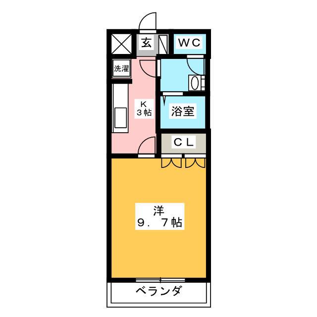 シャトー友喜II(1K/2階)の間取り写真
