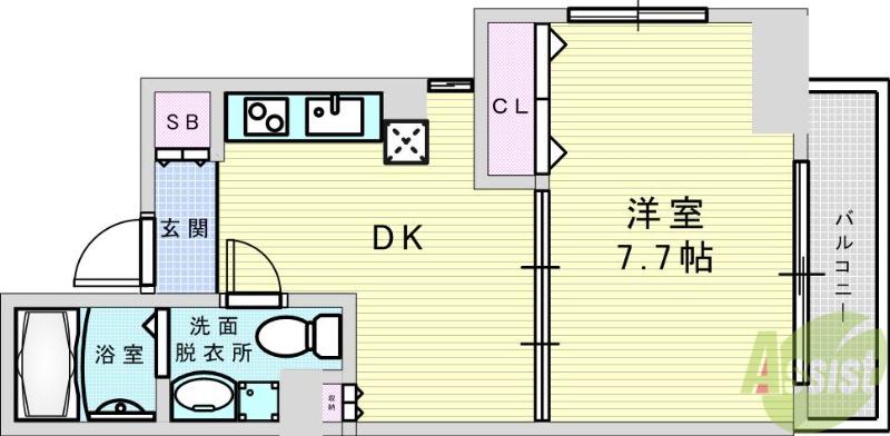 CRUM-1(1DK/3階)の間取り写真