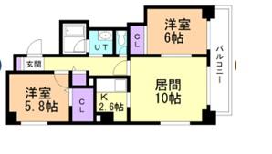 ULS山鼻(2LDK/2階)の間取り写真
