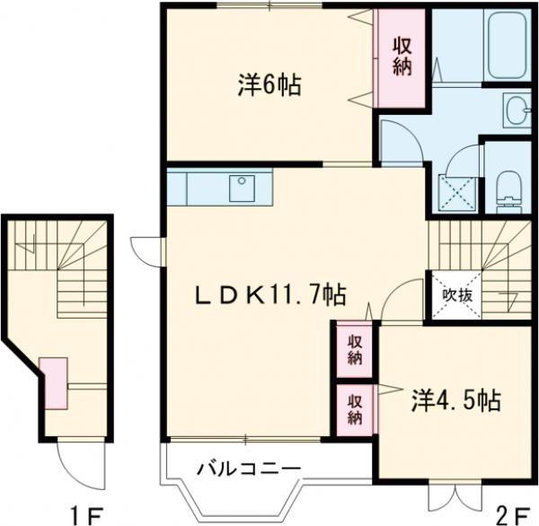 シャンリバーレ(2LDK/2階)の間取り写真