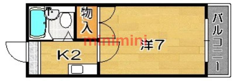 川西エンビイハイツ(1K/1階)の間取り写真