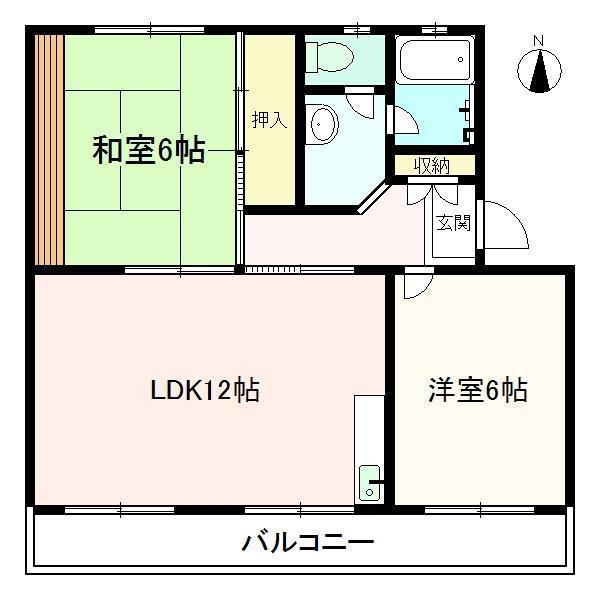 駅北マンション(2LDK/3階)の間取り写真