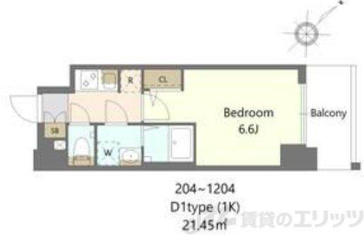 S-RESIDENCE上新庄BEAT(1K/11階)の間取り写真