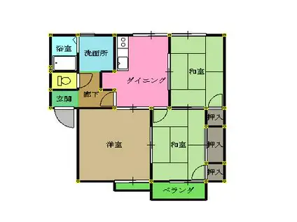 レピュート常盤A(3DK/1階)の間取り写真