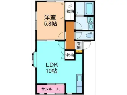 ディアコートII(1LDK/1階)の間取り写真