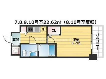 S-RESIDENCE北浜(1K/12階)の間取り写真