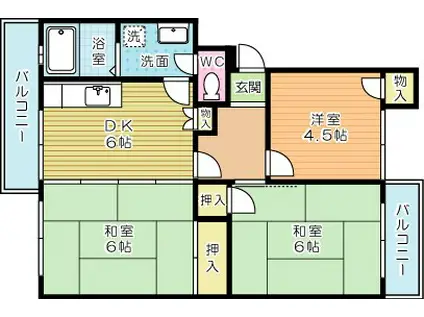 富士見サンハイツ(3DK/4階)の間取り写真