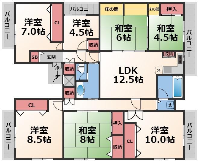 ラフォーレ大蓮(7LDK/3階)の間取り写真