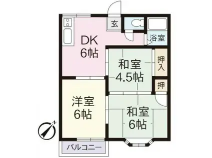第2ニューリース神崎(3DK/2階)の間取り写真