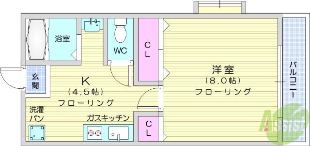 フレンディハイツ小池(1K/2階)の間取り写真