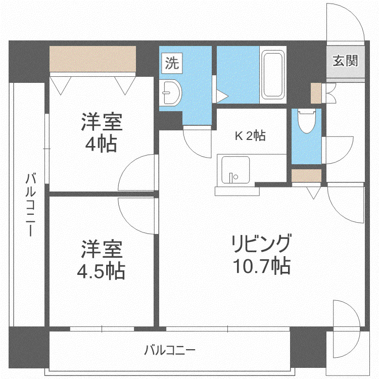 レジディア札幌駅前(2LDK/11階)の間取り写真