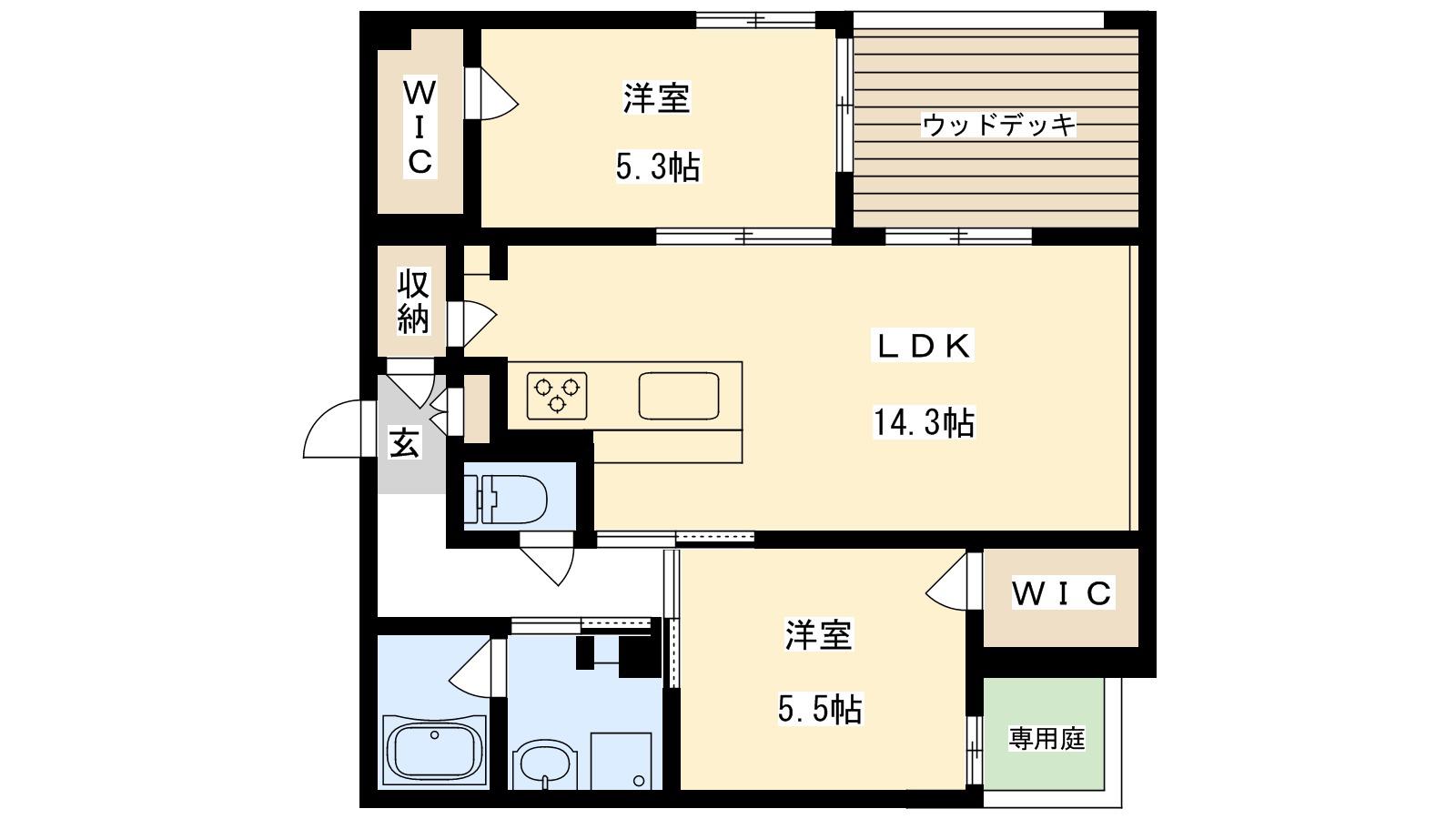 シャーメゾン プレミアスII(2LDK/1階)の間取り写真