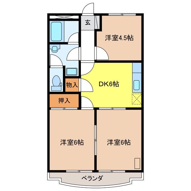 向日葵壱番館(3DK/2階)の間取り写真