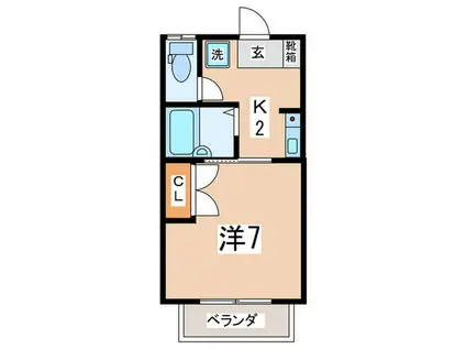 コーポヒライ(1K/2階)の間取り写真