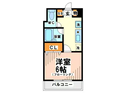 サンパラッツオ弐番館 当社管理物件(1K/2階)の間取り写真