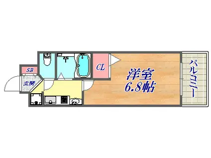 エステムコート神戸ハーバーランド前Ⅳベイライト(1K/11階)の間取り写真