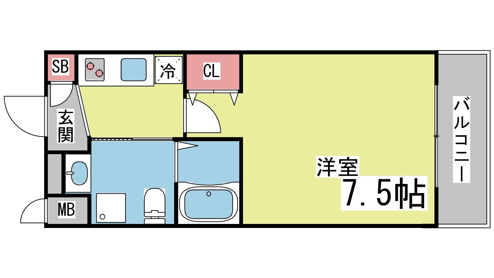 WALK ONE MINUTES王子公園(1K/6階)の間取り写真