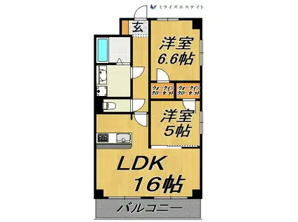 S-FORT鶴舞リアーレ(2LDK/13階)の間取り写真
