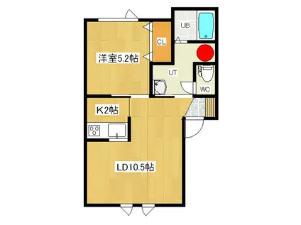 RAFFINEII(1LDK/2階)の間取り写真