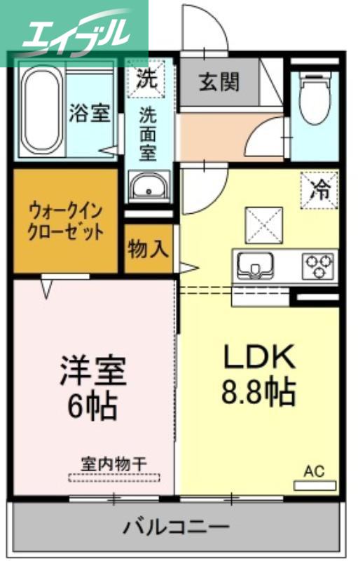 イヴェール(1LDK/1階)の間取り写真