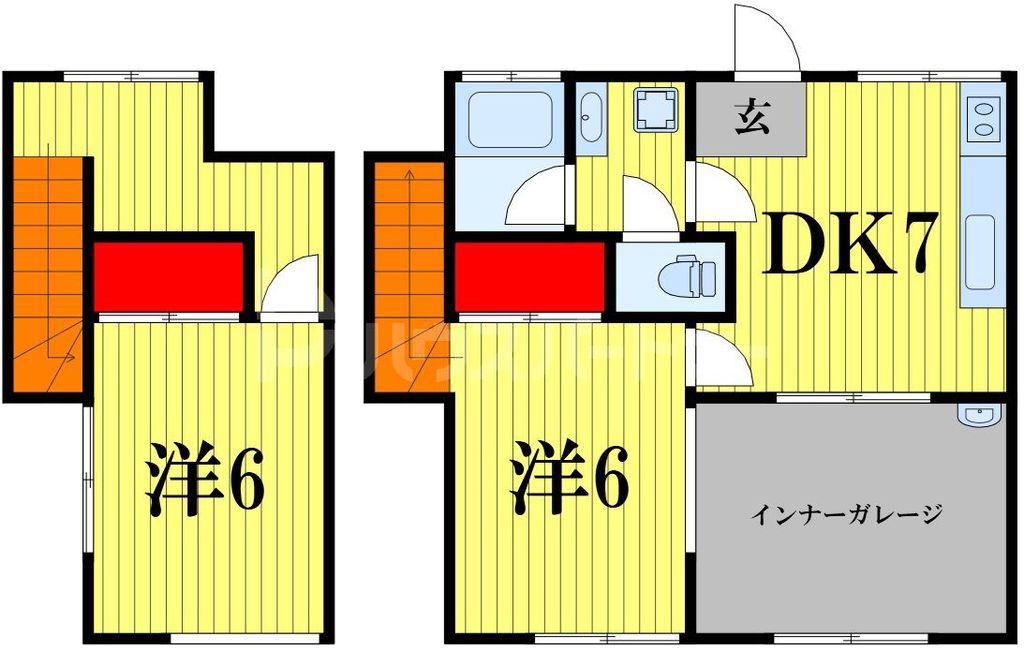ホワイトベース(2DK/2階)の間取り写真